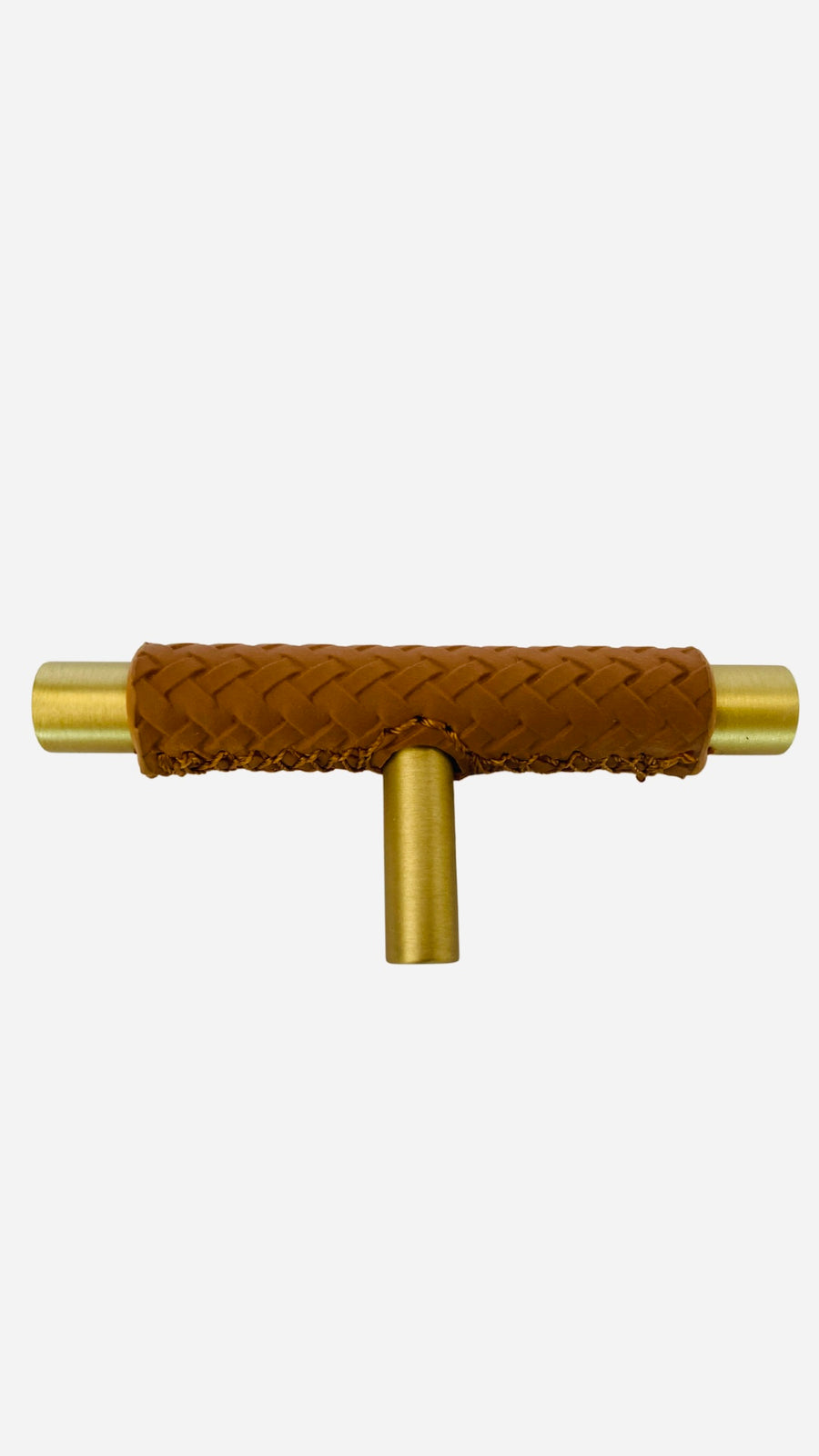Maggie Brass And Leather Cabinetry T Handle - Little Swagger