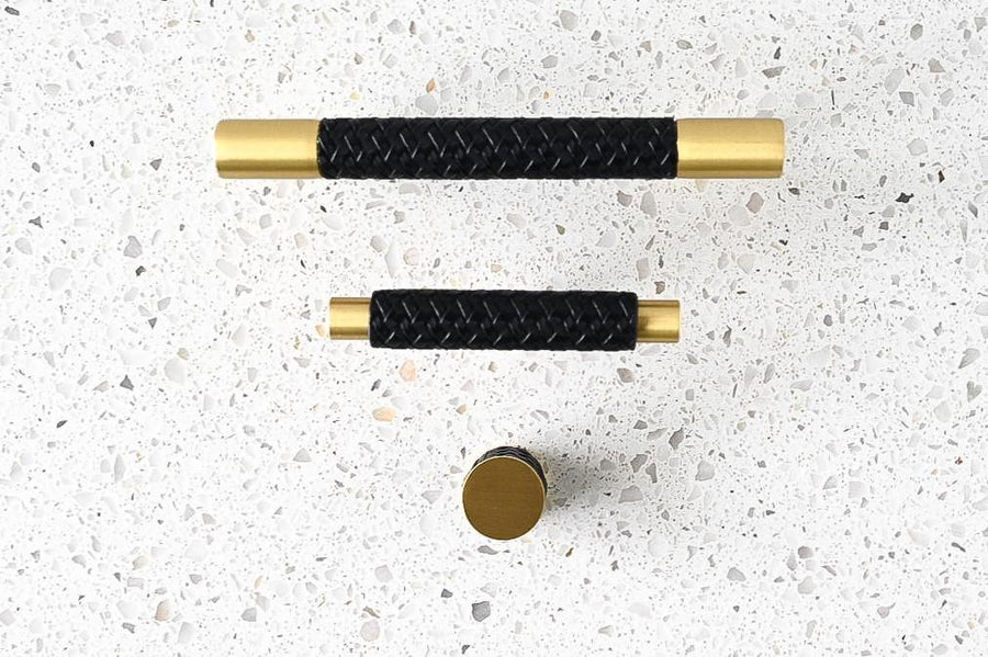 Brass and Leather Cabinetry Knob - Maggie - Little Swagger Australia