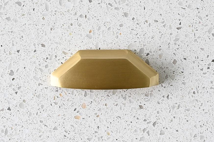Brass Geometric Cabinetry Cup Handle - Archie - Little Swagger Australia